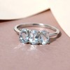 TJC Aquamarine Trilogy Ring for Women in Platinum Plated 925