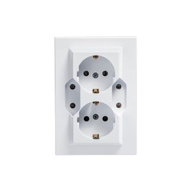 4-Way Flush-Mounted Schuko Sockets, Scutzkontakt Socket, Built-in Socket, IP20 (5403 White)