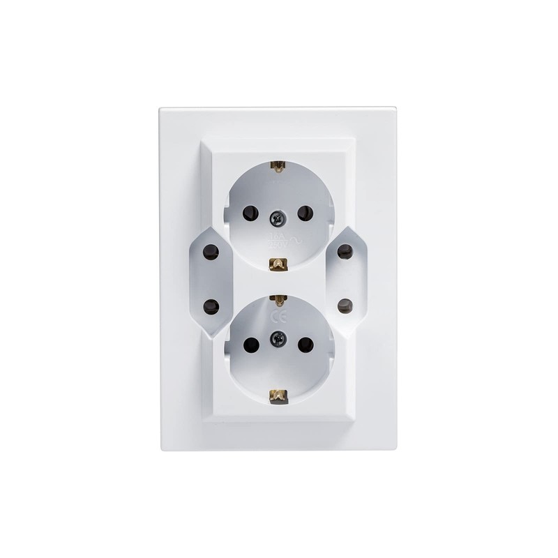 4-Way Flush-Mounted Schuko Sockets, Scutzkontakt Socket, Built-in Socket, IP20 (5403