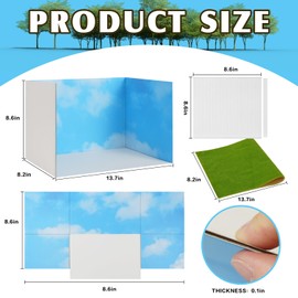 2 Pcs Cardboard Diorama Kit Includes Diorama Box for Display Artificial Grass with Double-Sided Tapes Blue Sand Ideals for Boys Girls DIY Crafts