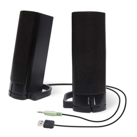 Connectland USB Powered Stereo Speakers 2.0 Black Compact Sound Bar Volume Control