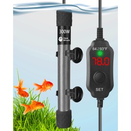 AquaMiracle Adjustable 300W Aquarium Heater Submersible Fish Tank Heater Super Short Aquarium Heater with LED Digital Display Thermostat, for Tanks 40-60 Gallons