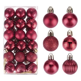 MECCANIXITY Christmas Ball Ornaments Christmas Tree Decorations Balls Wine red 1.2"/3CM for Party Decoration Wedding Holiday Christmas Decor 36Pcs