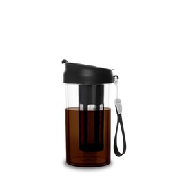 watchget Cold Brew Coffee Maker Travel Tumbler with Soft Silicone Handle Portable Iced Coffee & Tea Infuser with Airtight Lid Cold Brew Travel Cup 12oz/360ml black