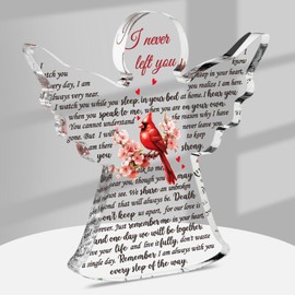 Jetec Bereavement Gift Angel Red Cardinal Acrylic Memorial Gift Sympathy Table Decor Remember Me Grieving Gift Sympathy Gift for Loss of Loved One Remembrance Decor (Vivid Cardinal)