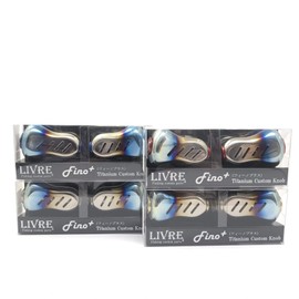 LIVRE Fino+ Titanium Handle Knob, Set of 2, Fire/Blue (Compatible with Shimano and Daiwa Common Use)