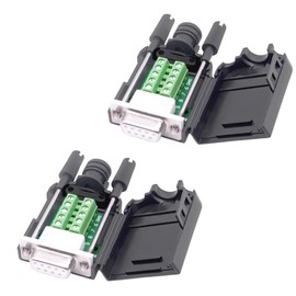 YARCHONN DB9 Female Solderless Connector Breakout Board RS232 D-SUB 9 Pin Serial Adapter Terminal Block with Case-2 Packs (Female)