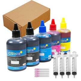CISinks Standard Universal Black Refill Ink - 500 ml (16.9 oz) Dye-Based Ink for All Printers B, B, Y, M, C + Refill Tool Kits Blunt Injectors