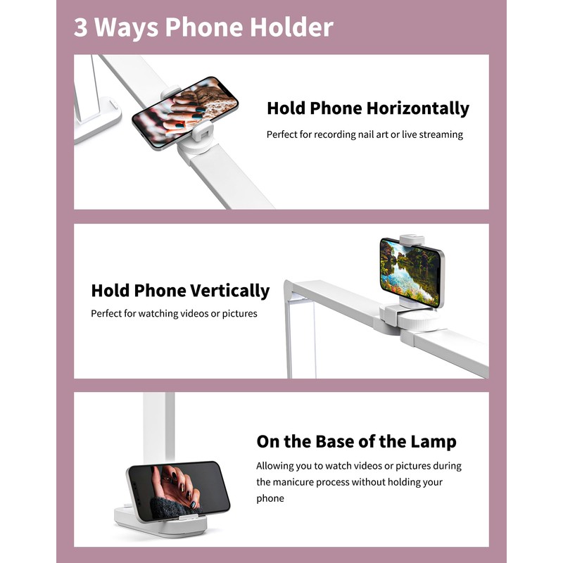 Nail Desk Lamp for Nail Tech, Foldable 34in 48W Half