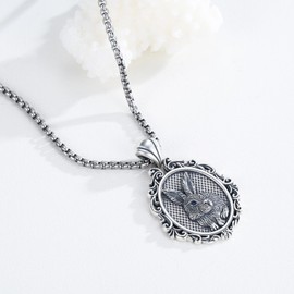 REDSUN Rabbit Necklace 925 Sterling Silver Retro Rabbit Necklace Cute Animal Pendant Jewellery Gift for Girls Rabbit Pendant, Sterling Silver