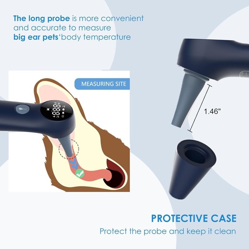 MINDPET-MED Pet Ear Thermometer for Dogs, Cats, and Livestock, Long