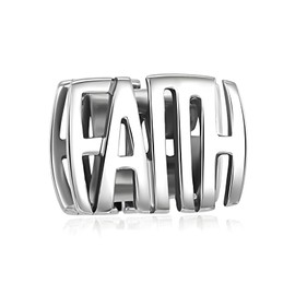 The Letter Faith Charm - 925 Sterling Silver Bead - Fits DIY Charm Bracelet