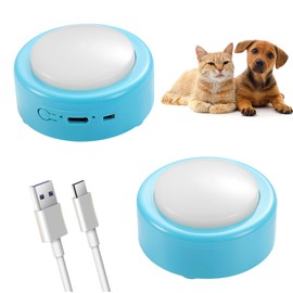 CEYOVISION Talking Buttons for Cats, Dog Buttons Talk, Voice Recording Button for Pet Communication, Set of 2 Blue Recordable Button with Batteries, Long Standby Dog & Cat Training Clicker