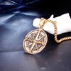 HIJONES Men's Stainless Steel Round Compass Pendant Necklace Vintage Chain,