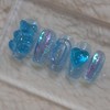 Transparent Blue Tangle Bear UruUru Handmade Nail Tip - XS