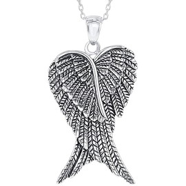 Sterling Silver Angel Wing Necklace For Women - Heart Angel Necklace - Angel Wings Necklace for Women - Guardian Angel Necklace Sterling Silver - Ivf Gifts For Women - Angel Jewelry for Women