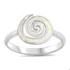 White Simulated Opal Spiral Wave Infinity Ring .925 Sterling Silver