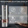 Rechargeable Electric Salt and Pepper Grinder Set - Stainless Steel,