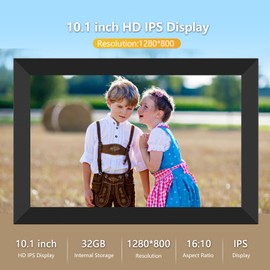 FRAMEO Digital Photo Frame, WiFi, 10.1 Inches, 1280 x 800 IPS LCD Touchscreen, 16 GB Built-In Memory, Auto-Rotate, Share Moments Instantly via Frameo App from Anywhere, Black