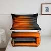 Feelyou Orange and Gray Striped Bedding Set Queen, Geometric Abstract