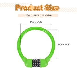 MECCANIXITY 0.5 Feet x 1/2 Inch Bike Lock Cable, 4 Digit Resettable Combination Security Cable Lock Self Coiling Cable Lock Bike Bicycle Lock Combination Portable Lock Green Pack of 1