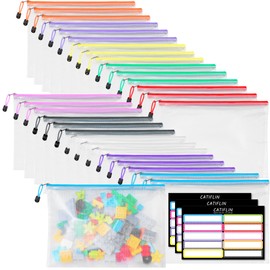 CATIFLIN 30 Pack Mesh Zipper Pouch Bags, A4 Letter Size, Clear Plastic Zip Bags for Board Game & Puzzle Storage, Waterproof & Durable Document Bags for Office, School, Travel, Art & Craft Supplies