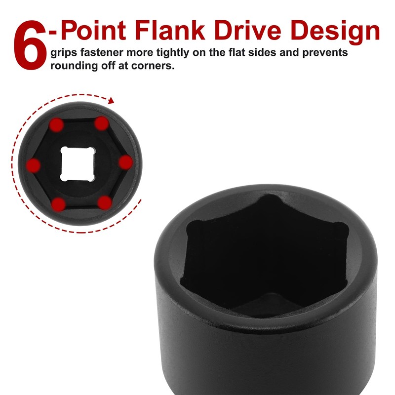 CASOMAN 1/2" Drive x 1-5/16" Impact Socket, 6-Point, SAE, CR-MO