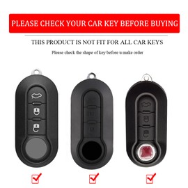 Juttzzei Car Key Case for Fiat 500 Brava Bravo Ducato Doblo Delta Fiorino Grande Punto Panda Palio Scudo Sedici Lancia Musa Key Cover TPU Fiat 500 Key Cover - 3 Buttons (Black)