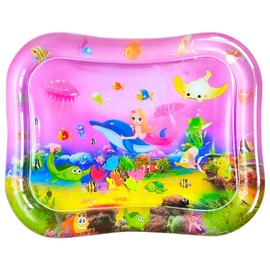 Extra Big Baby Toys, Tummy time Toys, Baby Pink Water Play mat, Fun Early Development Activity Play Center for Newborn,Mermaid Pink 39.5x31.5 in.