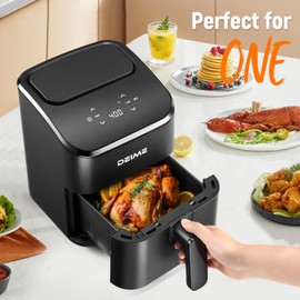 DEIME Air Fryer 3 Qt, Small Airfryer Digital Space Saving Compact, Bake, Reheat, Roasts for Quick Easy Meals, Mini Compact & Quiet, Nonstick & Dishwasher Safe Basket (Black)
