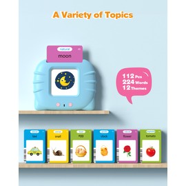 Airbition Talking Flash Cards for Toddlers 1 2 3 4 Year Olds, Montessori Language Learning with 224 Words, Pocket Speech Therapy Tools, and Speech Development Educational Playthings for Children
