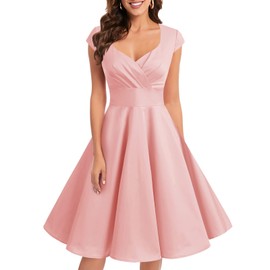 Bbonlinedress Pink Vintage Cocktail Bridesmaid Prom 50s 60s Short Retro Formal Party Wedding Guest Dress Blush M