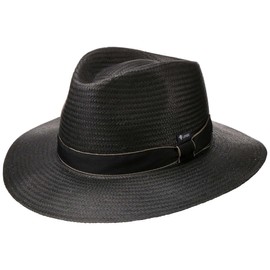 Lipodo Black Traveller Straw Hat Women Men Made in Italy Sun Hat 100% Paper Straw Grosgrain Ribbon Beach Hat Spring Summer Black XL (60-61 cm)
