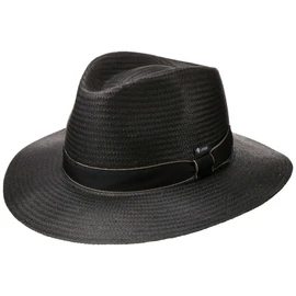 Lipodo Black Traveller Straw Hat Women Men Made in Italy Sun Hat 100% Paper Straw Grosgrain Ribbon Beach Hat Spring Summer Black XL (60-61 cm)