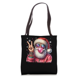 Pink Santa Christmas Blowing Bubble Gum Pink Sunglasses Tote Bag