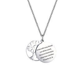 MiiFort BFF Family Tree of Life Pendant Necklace Cross Holy Bible Proverbs 18:24