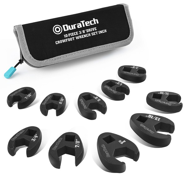 DURATECH 10-Piece 3/8" Drive Crowfoot Wrench Set, Flare Nut Wrench