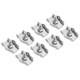 PATIKIL 5/32" / 4mm Simplex Bolt Wire Rope Clip, 8Pcs M5 304 Stainless Steel Simplex Single Bolt Cable Clamp for Rigging Railing, Silver Tone