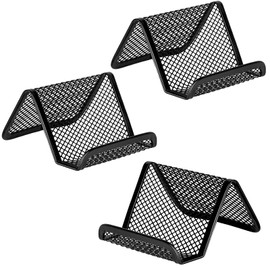 EMOMAS Business Card Holder for Desk，Office Desktop Business Card Display Holder，Mesh Business Card Holder，Desk Accessories for Women and Men （3 Pack）