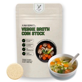 Japanese Vegan Umami Dashi Stock Coin (4g x 20 Pieces) - No MSG, No Additives, All Natural Ingredients Perfect for Traditional Umami Broth Dashi Packet Soup powder granules Perfect Base for Soups, Stews, Stir-fries