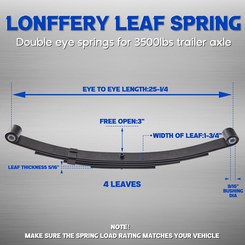 Lonffery 3500lb Tandem Trailer Leaf Spring Kit with 5-1/2" U-Bolts