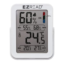EZREAD 840-1523 Indoor Digital Thermometer & Hygrometer, White, 6"