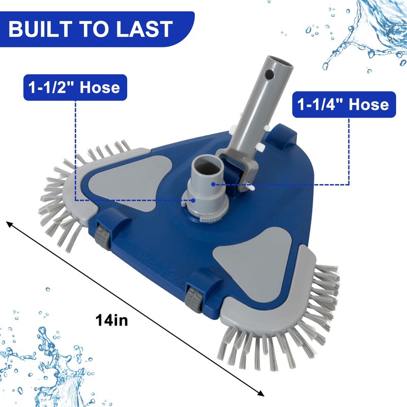 POOLAZA Pool Vacuum Head, Weighted Pool Vacuum Head with 1-1/4'',1-1/2''