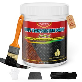 3-in-1 Rust Converter & Metal Primer, 35 Fl Oz Black Rust Reformer, Water Based VOC Free Anti Corrosion Coating, Quick Dry Heat UV Resistant Protective Rust Paint for Auto Chassis Trailer Farm Tools