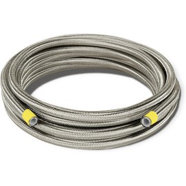 12AN Oil Cooler Hose, 3/4 inch Dia Nylon Braided High Pressure Fuel Line Stainless Steel Rubber Tube, for Automotive, Marine Engine Fuel System - Silver (6M/20FT)