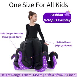 ZPPT Disfraz Inflable de Úrsula, Divertidos Disfraces de Úrsula Blow up Disfraz Inflable de Halloween para Fiesta de Cosplay para Adultos/Niños (Niño)