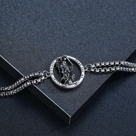 XIXLES 925 Sterling Silver Patron Saint Amulet Bracelet Cross Faith Bracelet for Women Men with 7 + 2 Inch Adjustable Chain, Sterling Silver