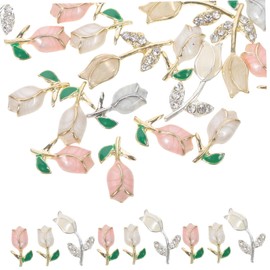 Baluue 24pcs Nail Art Charm for Nail Design Metal Flower Decorations for Women for Manicure Crafts and Creative Art