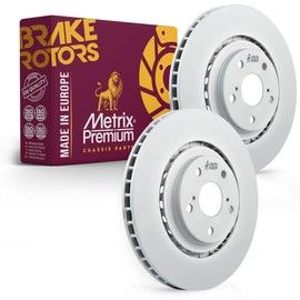 Metrix Premium Chassis Parts - 2 PC Front Coated Vented Disc Brake Rotor Fits Lexus NX300, NX300h, NX200t, RX350, RX450h, Toyota Sienna, Highlander, Replacement 09.C499.11, Made in Europe