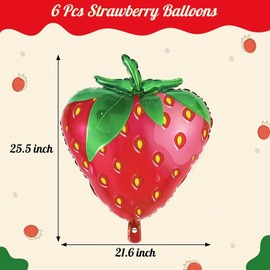 Pack of 6 Strawberry Balloons, Strawberry Balloons, Birthday Party Balloons, Strawberry Foil Balloons, Helium Balloons, Strawberry Balloons, Strawberry Birthday Party, Baby Shower Decorations
